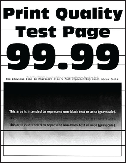 Test page with multiple dark horizontal lines showing banding issue.