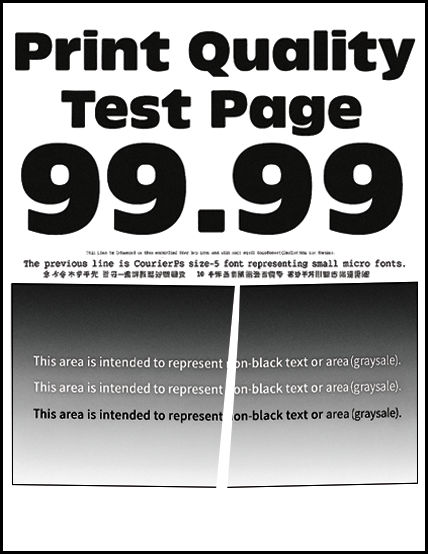 Test page with a vertical crease showing folded or wrinkled paper.