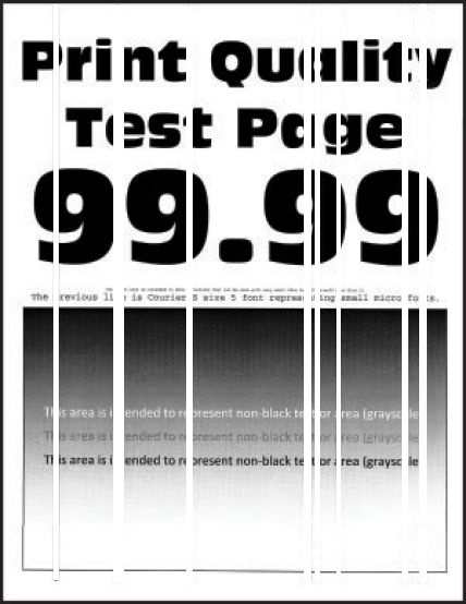 Test page with multiple vertical white streaks indicating light print lines.