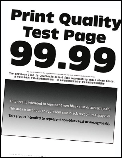 Test page printed at an angle showing skewed alignment.