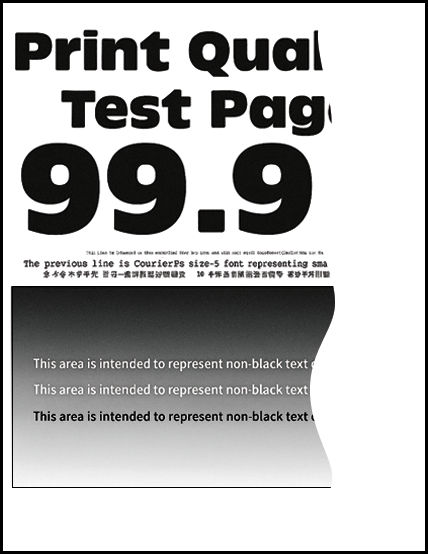 Partially printed test page with missing section.