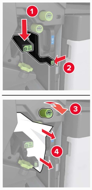 Paper jam in the booklet finisher | Lexmark CX923