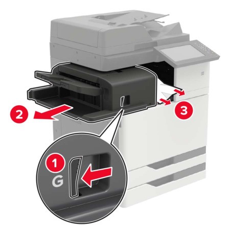 Paper jam in the staple finisher | Lexmark CX924