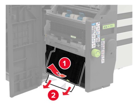 Paper jam in the booklet finisher | Lexmark CX921