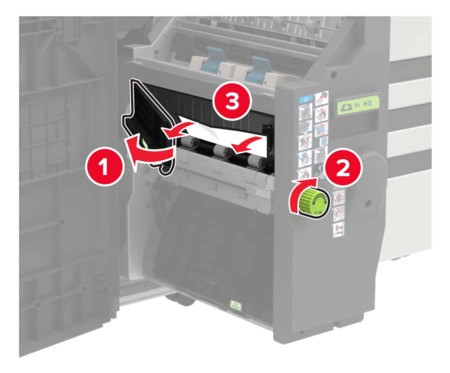 Paper jam in the booklet finisher | Lexmark CX922