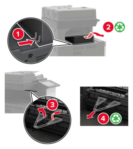 Installing the staple, hole punch or booklet finisher | Lexmark CX921