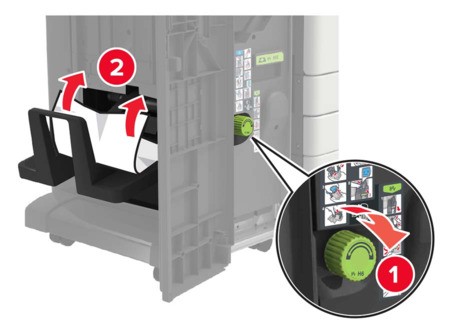 Paper jam in the booklet finisher | Lexmark CX921