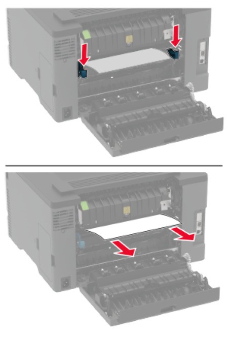 Atolamento de papel na porta B | Lexmark MC3224