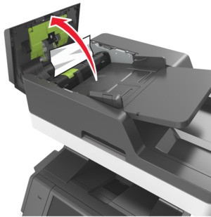 x]‑page jam, open automatic feeder top cover. [28y.xx] | Lexmark MX711