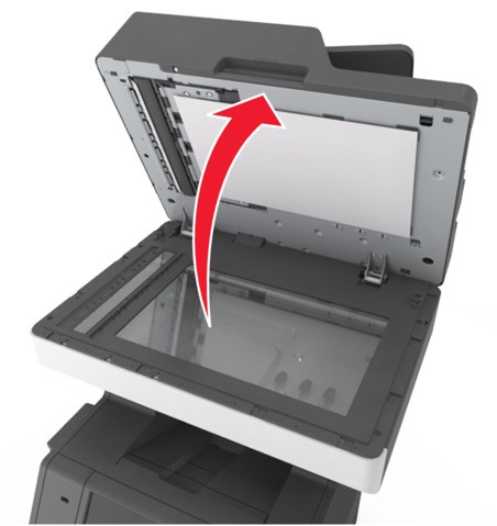 x]‑page jam, open automatic feeder top cover. [28y.xx] | Lexmark MX711