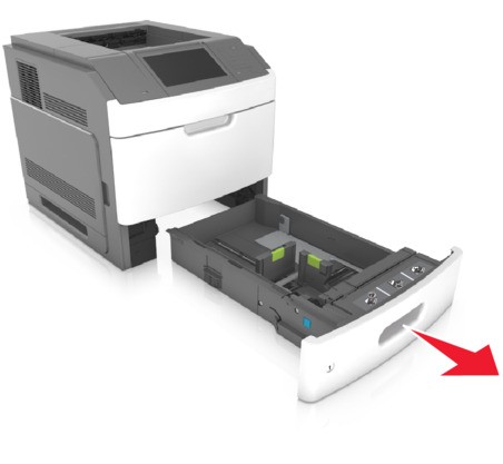 Loading the 250‑ or 550‑sheet tray | Lexmark MS811