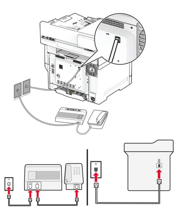 タイムレコダーとFAXセット Setting up fax using a standard telephone line | Lexmark CX635