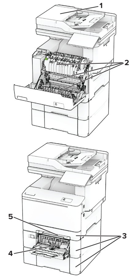 Identifying jam locations | Lexmark CX532