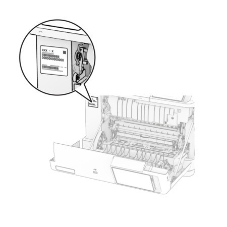 Localização do número de série da impressora | Lexmark CX532
