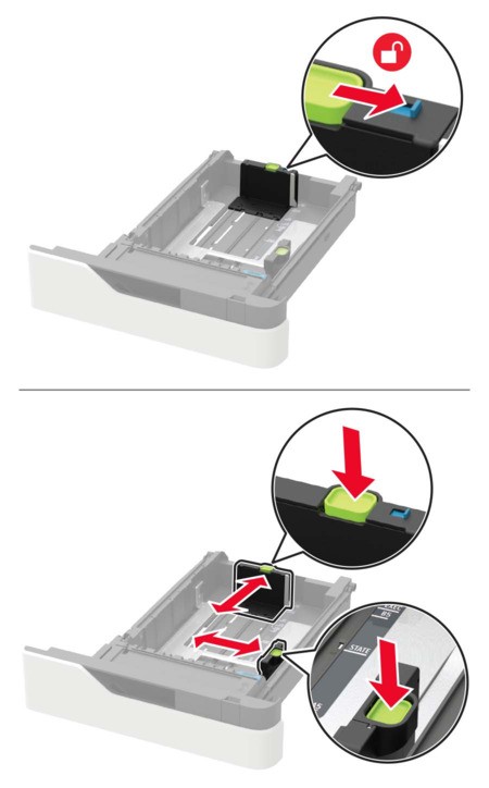 Loading the 250‑ or 550‑sheet tray | Lexmark MS823