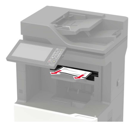 Paper jam in the offset stacker or staple finisher | Lexmark XM7370