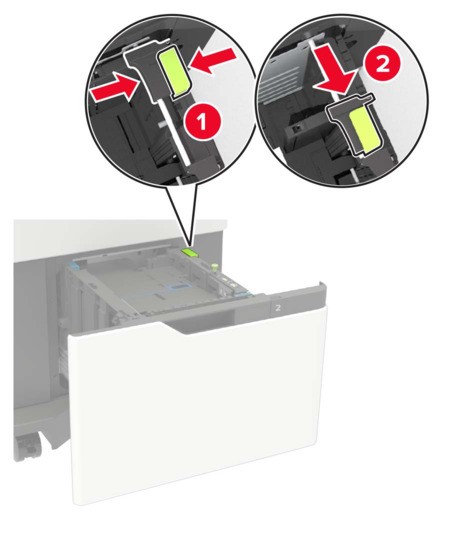 Loading the 2100‑sheet tray | Lexmark XM7355