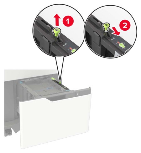 Loading the 2100‑sheet tray | Lexmark XM7355
