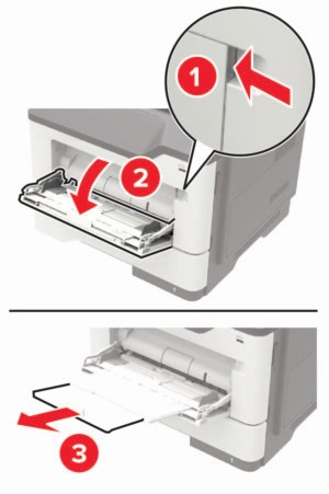 Loading the multipurpose feeder | Lexmark MS521