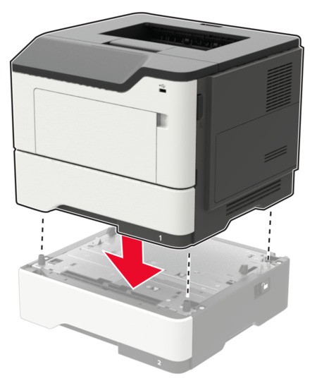 Installing optional trays | Lexmark MS621