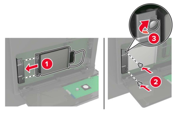 Installing a printer hard disk | Lexmark MX622
