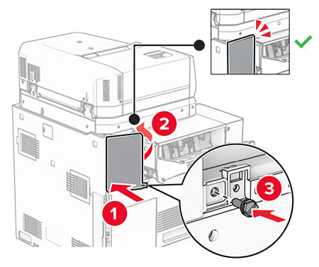 Installing the hole punch kit | Lexmark XC9655