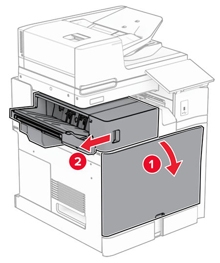 Installing the hole punch kit | Lexmark XC9655