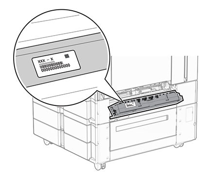 Finding the serial number of the optional trays | Lexmark MX953