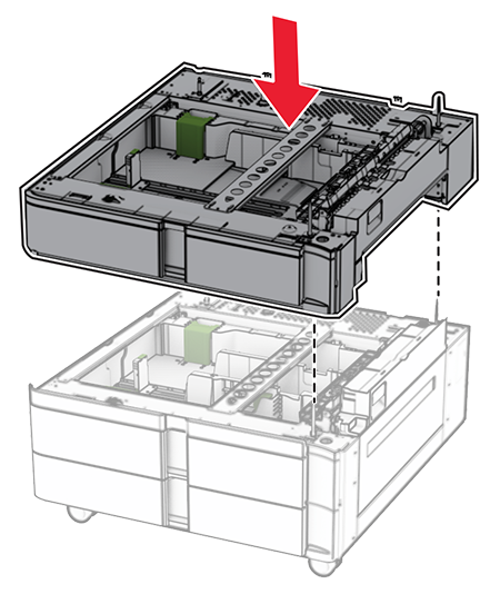 Installing the 2 x 550-sheet tray | Lexmark XC8355 Installing the 2 x 550-sheet tray | Lexmark XC8355
