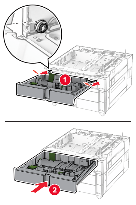 Installing the 2 x 550-sheet tray | Lexmark CX833