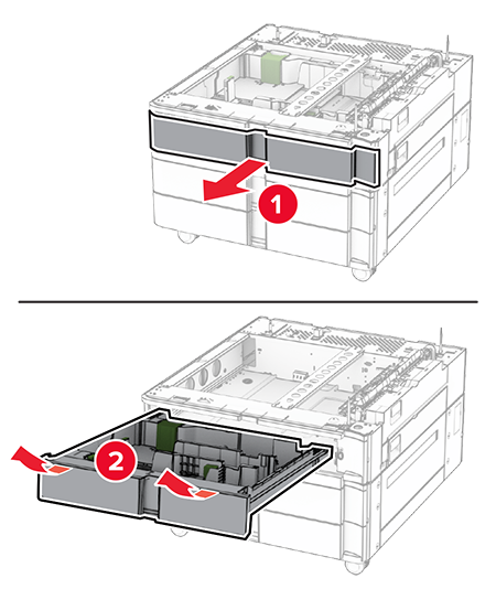 Installing the 2 x 550-sheet tray | Lexmark XC8355