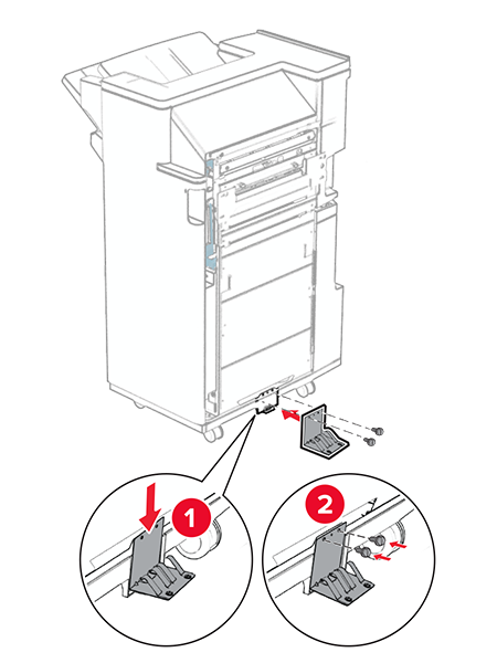 Installing the booklet finisher and paper transport unit | Lexmark