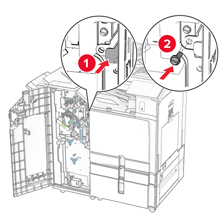 Installing the booklet finisher and paper transport unit | Lexmark