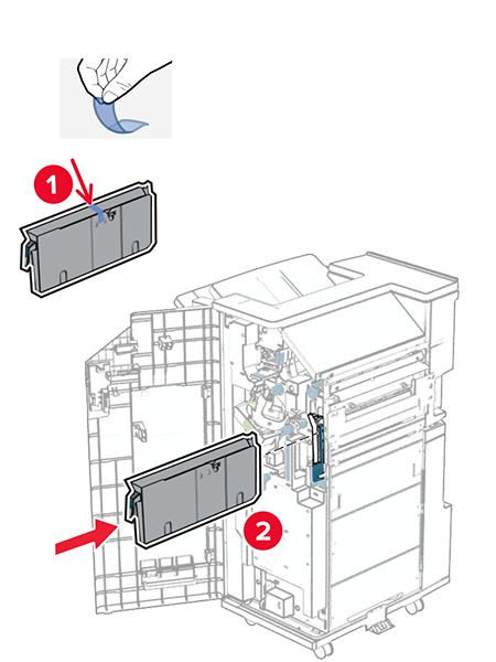 Installing the booklet finisher and paper transport unit | Lexmark