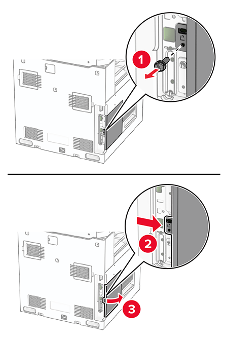 Installing a fax card | Lexmark CX962