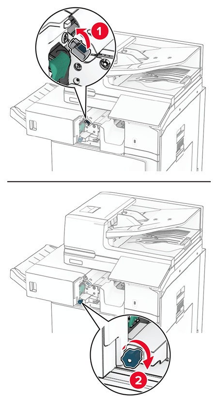 Paper jam in the staple finisher | Lexmark CX833