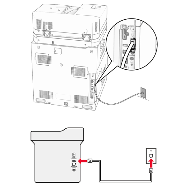 Setting up fax using a standard telephone line | Lexmark CX833