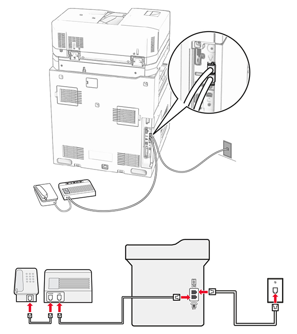 Setting up fax using a standard telephone line | Lexmark CX833