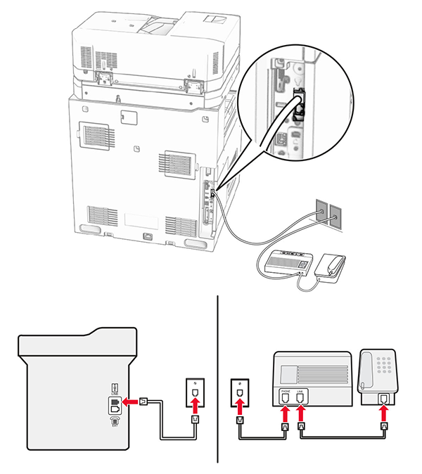 Setting up fax using a standard telephone line | Lexmark CX961