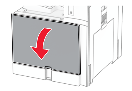 The front door is pulled down.