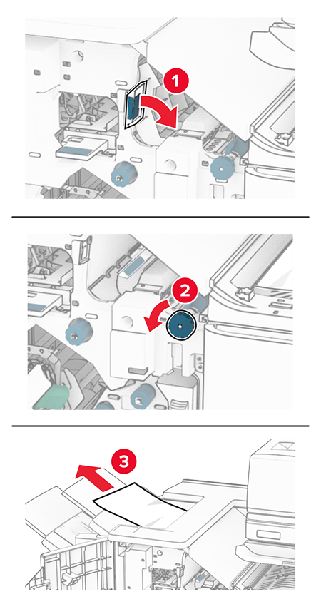 Paper jam in the booklet finisher | Lexmark CX833