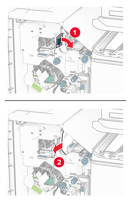 Paper jam in the booklet finisher | Lexmark CX963