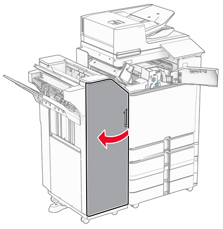 Paper jam in the staple, hole punch finisher | Lexmark CX962