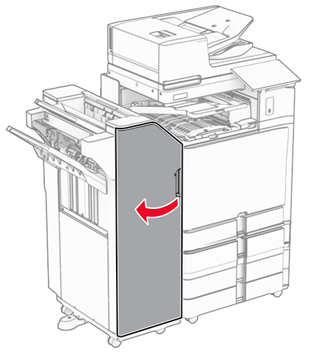 Paper jam in the staple, hole punch finisher | Lexmark CX962