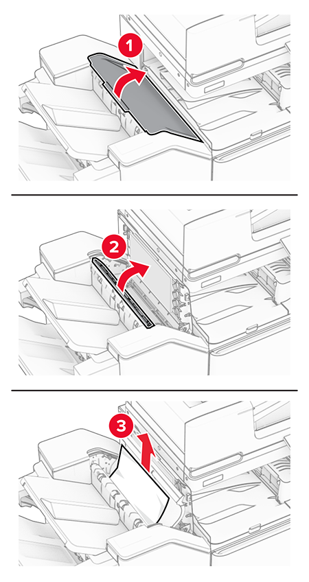 Paper jam in the staple, hole punch finisher | Lexmark CX962