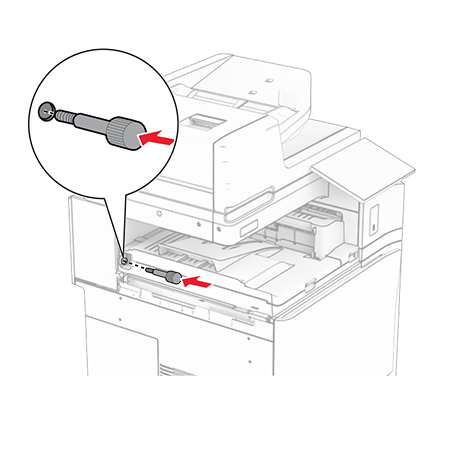 Installing the staple, hole punch finisher and paper transport