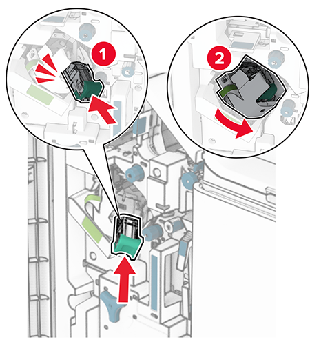Replacing the staple cartridge in the booklet finisher | Lexmark CX833