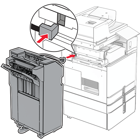 Installing the staple, hole punch finisher and folding paper