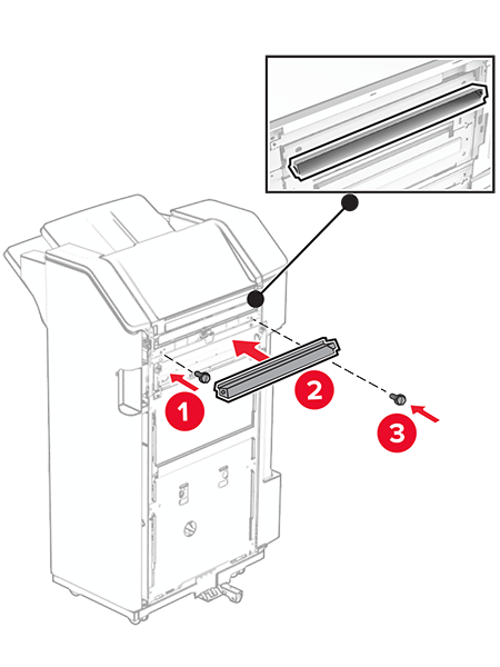 Installing the staple, hole punch finisher and folding paper