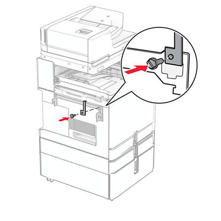 Installing the staple, hole punch finisher and paper transport